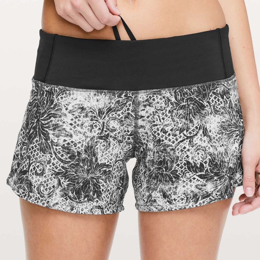 Lululemon Run Times Short II in Serigraph Alpine White Black Multi / Black - Picture 2 of 13
